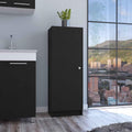 Kitchen Pantry 47" H,One Door Cabinet,Four Interior Shelves,Black,for Kitchen,Dining Room