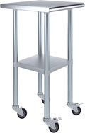 AmGood 20" Long x 20" Deep Stainless Steel Table with Casters
