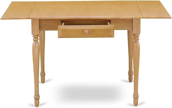 East West Furniture MZAV5-OAK-W 5 Piece Dining Set Includes a Rectangle Dining Room Table with Dropleaf and 4 Wood Seat Chairs, 36x54 Inch, Oak