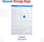 5 Pack Small Vacuum Storage Bags for Comforters, Blankets & Clothes – Vacuum Sealed Compression Bags with Hand Pump – Space Saver Storage Bags for Bedding, Moving, Travel & Organization
