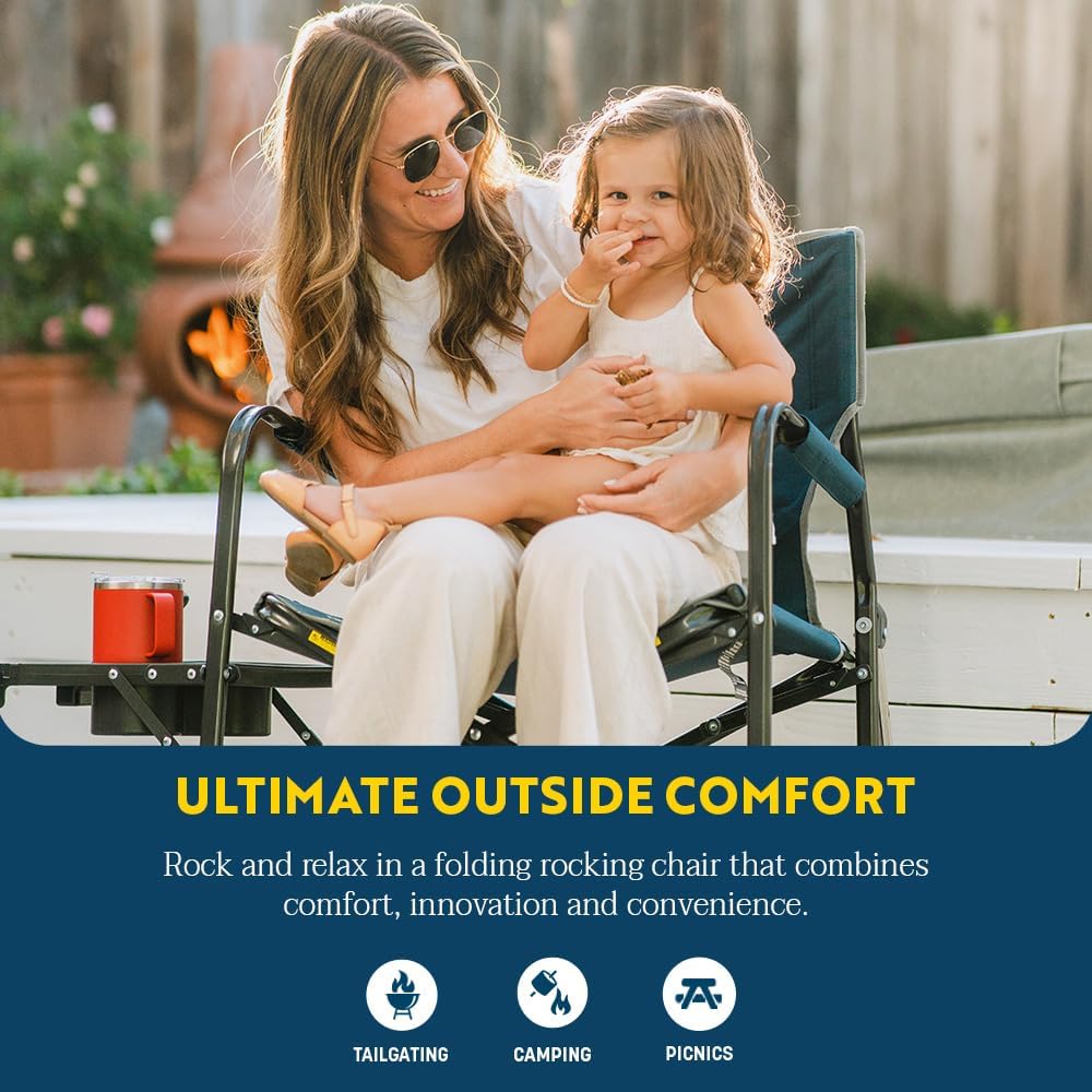 GCI OUTDOOR Freestyle Rocker with Side Table Camping Chair | Portable Folding...