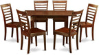 East West Furniture NOML7-MAH-W 7 Piece Kitchen Table Set Consist of a Rectangle Dining Table with Butterfly Leaf and 6 Dining Room Chairs, 32x54 Inch, Mahogany
