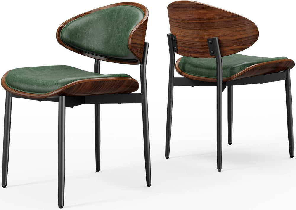 REONEY Dining Chairs Set of 4, Mid-Century Modern Kitchen Chairs, Green
