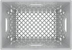 Heavy Duty Plastic Storage Milk Crates, Stackable Utility Organizer Bins, 19x11x13 Inches, 6 Pack, Made in USA, 24 Qt/6 Gallon Capacity (Gray)