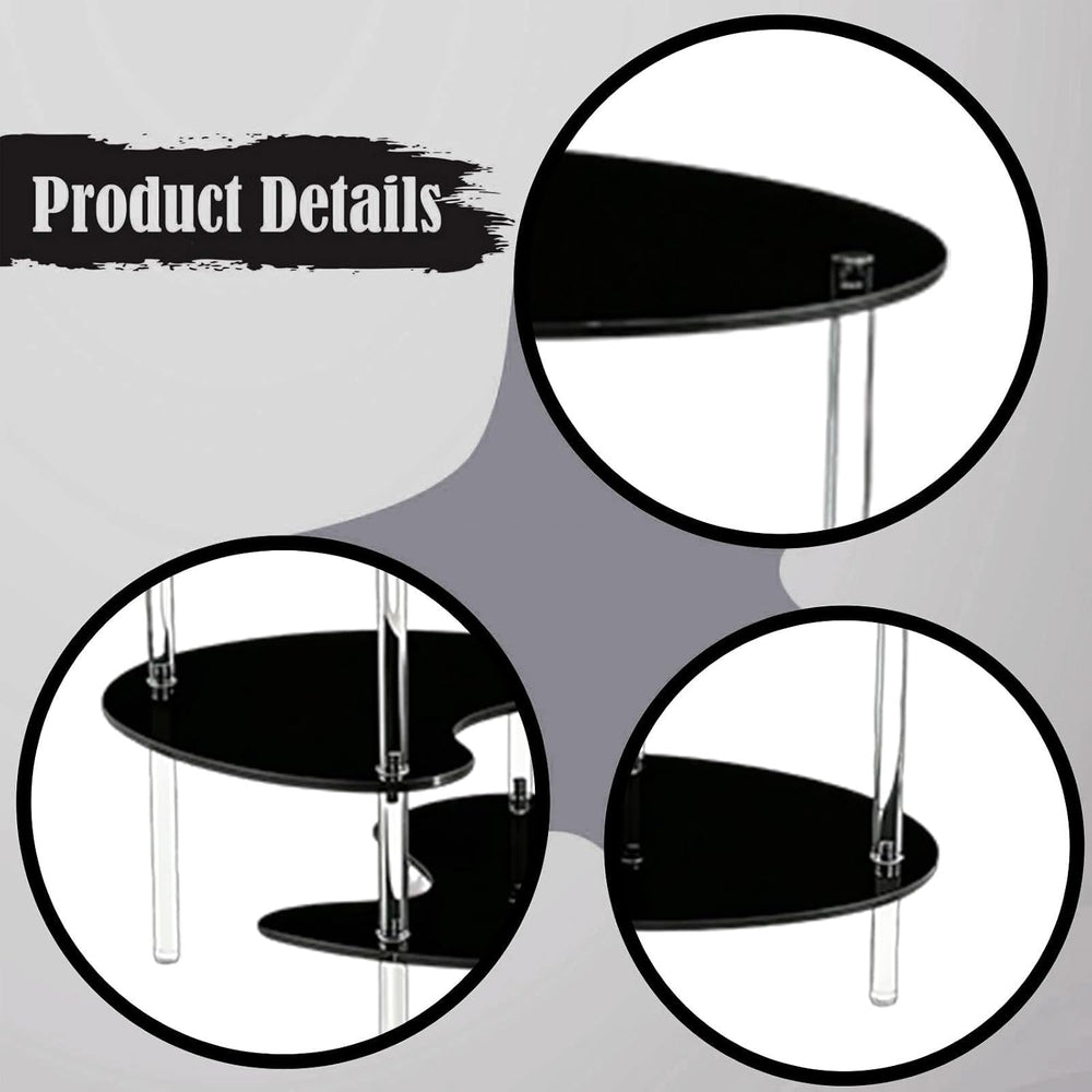 Acrylic Side Table 3 Tier Small End Table Furniture with 3 Storage Shelves Ni...
