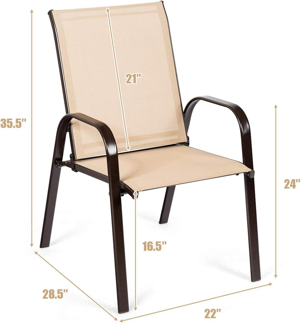 GIANTEX Set of 2 Patio Chairs, Outdoor Bistro Armchairs with Metal Frame, Mes...