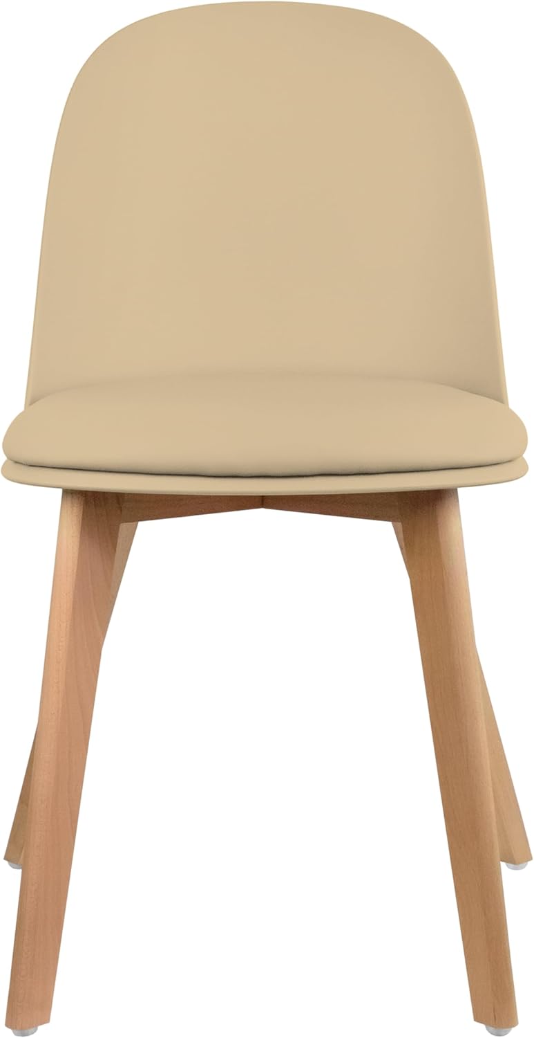 2xhome Modern Armless Dining Chair | Plastic Shell with PU Leather Cushion Pa...