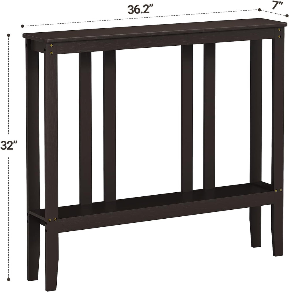 ELYKEN Bamboo 2-Tier Narrow Console Table, 36.2" Long Slim Hallway Table...