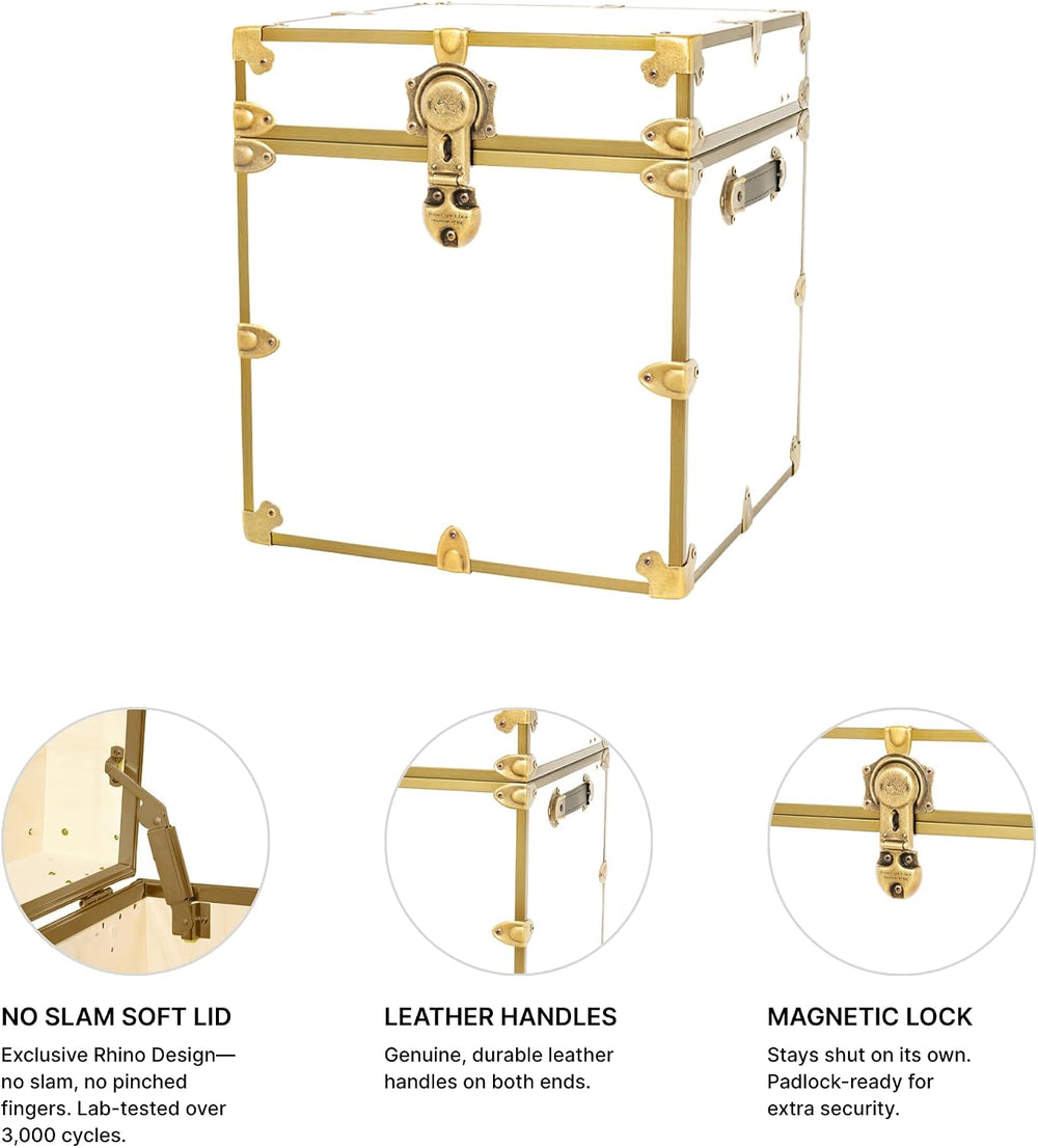 Rhino Classic College Dorm Cube Trunk, Antique Brass Storage Chest, Bench | 1...