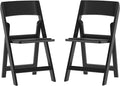 Flash Furniture Hercules Tucker Commercial Black Resin Folding Chair - Lightweight, Vinyl Padded Removable Seat, Indoor Outdoor Use, Event & Wedding Ready, Set of 2