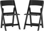 Flash Furniture Hercules Tucker Commercial Black Resin Folding Chair - Lightweight, Vinyl Padded Removable Seat, Indoor Outdoor Use, Event & Wedding Ready, Set of 2