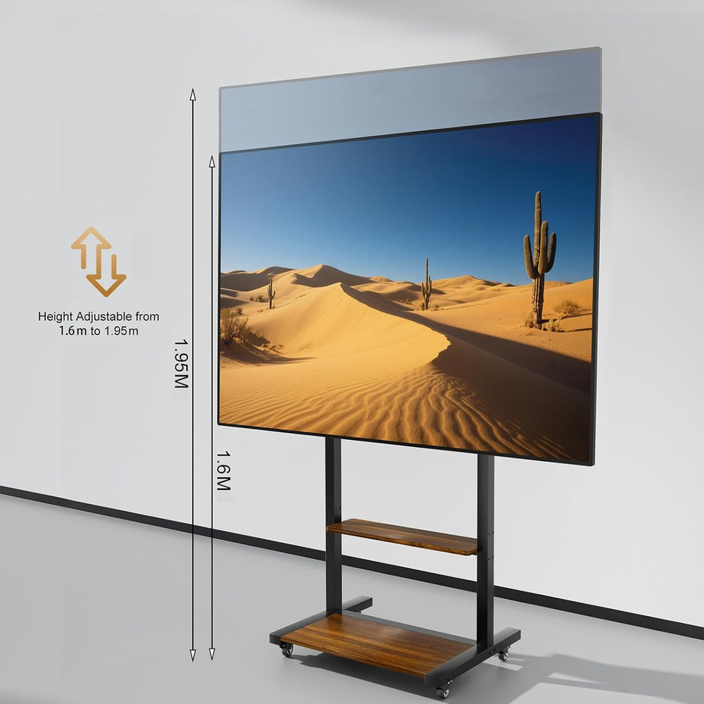Mobile TV Stand for 40-100 Inch TVs, Max VESA 800x600mm, Walnut | Height Adju...