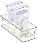 mDesign Small Plastic Nursery Storage Container Bins with Handles for Organization in Cabinet, Closet or Cubby Shelves - Organizer for Baby Food, Bibs, Formula - Ligne Collection - Clear