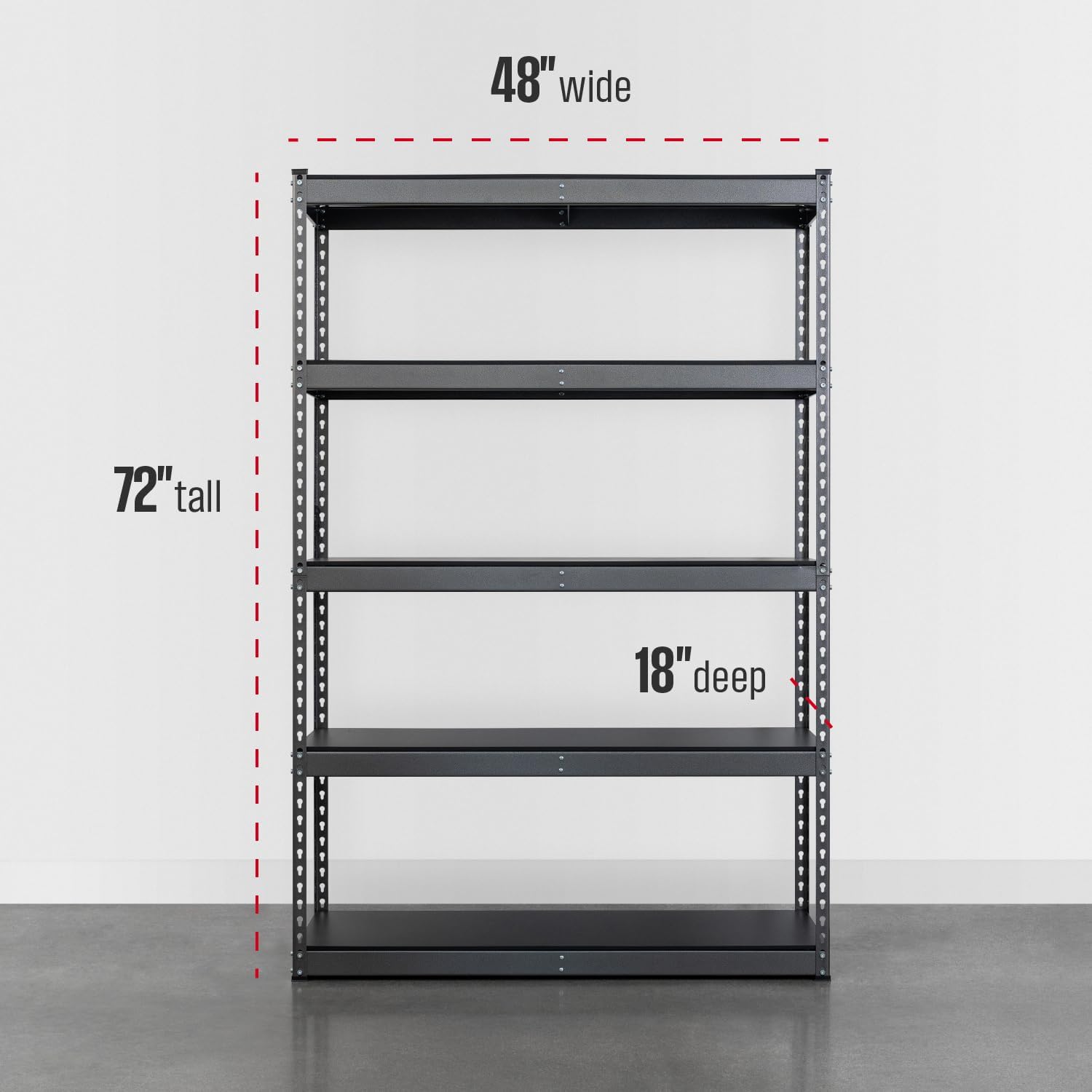 SafeRacks Modular Garage Shelving - 5 Tier Storage Shelves, Tall Metal Rack Shelves for Storage, Heavy Duty Steel Shelf Organizer for Garage, Or Kitchen Pantry (Hammertone, 18 x 48 x 72)