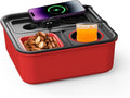Couch Tray with Wireless Charging, Couch Cup Holder Tray Sofa Caddy with Self Balancing Cup Holder & Snack Cup, Couch Organizer, Couch Arm Table for Bed, Car, Travel, Gaming Red