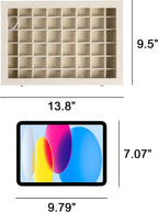 Frebeauty 48 Grid Jewelry Tray,Adjustable Earring Holder Organizer with Glass Lid,Velvet Drawer Jewelry Organizer for Rings,Studs,13.8 x 9.5 x 2 Inches Jewelry Display Box,Gift for Women(Beige)