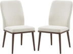 Stylish Dining Chairs Set of 2, Upholstered Parsons Dining Room Chair with Nailhead Trim, Kitchen Room Chair with Thick Cushions and Wood Legs, Modern Contemporary, Beige