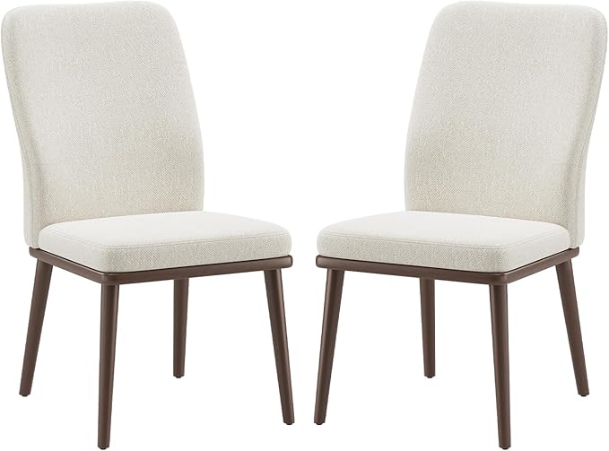 Stylish Dining Chairs Set of 2, Upholstered Parsons Dining Room Chair with Nailhead Trim, Kitchen Room Chair with Thick Cushions and Wood Legs, Modern Contemporary, Beige