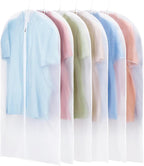 Carbrea 6 Pack Translucent Garment Bags for Hanging Clohes - 24" x 42" | Thick PEVA Materials, Smooth Zipper, with Zipper Protection, Breathable, Washable, Reusable, for Closet Storage, Travel Use