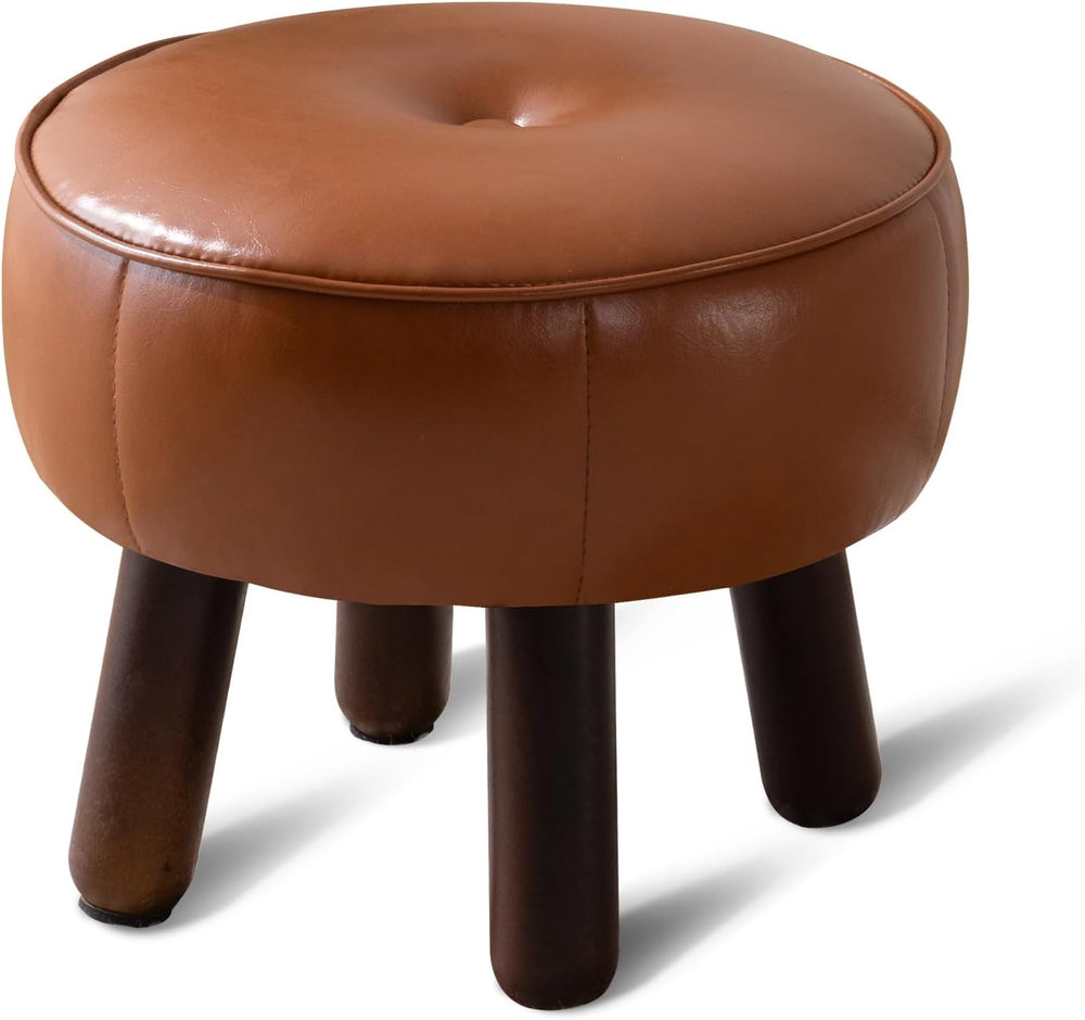 oakvivo Small Foot Stool, 13in Round Faux Leather Pouf Ottoman Foot Rest | Fo...
