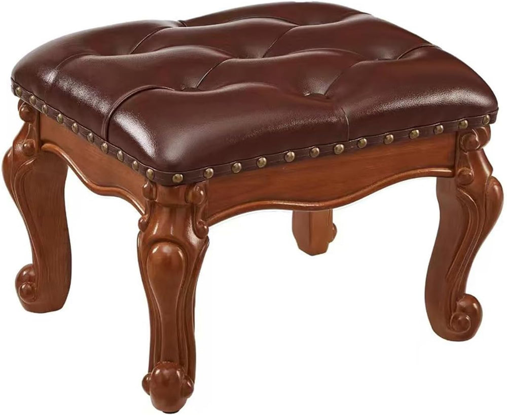 Foot Stool Ottoman Foot Rest Microfiber Leather Upholstered Footstool for Sof...