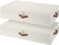 StorageWorks Underbed Storage with Lid, 2-Pack Under Bed Storage Containers for Clothes, Bedding, and Sweaters, Beige