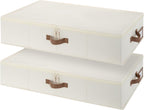 StorageWorks Underbed Storage with Lid, 2-Pack Under Bed Storage Containers for Clothes, Bedding, and Sweaters, Beige