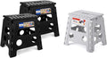 ACKO 13 Inch Folding Step Stool 3-Piece Set, 300 LB Capacity Plastic Foldable Stools with Handle, Non-Slip Bundle (Black & Black & Gray)
