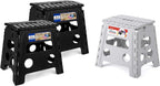 ACKO 13 Inch Folding Step Stool 3-Piece Set, 300 LB Capacity Plastic Foldable Stools with Handle, Non-Slip Bundle (Black & Black & Gray)