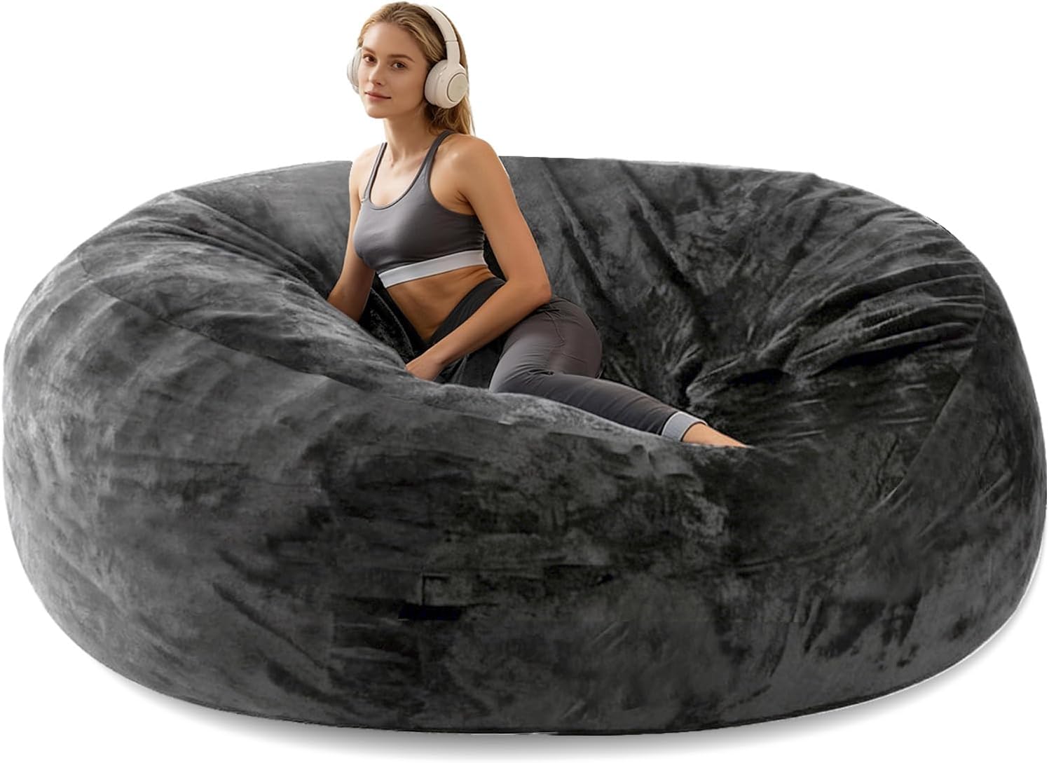 Giant Beanbag Chair 6FT Bean Bag Chairs for Adults with Filler, Reading Chair Cloud Boneless Couches for Living Room Furniture Memory Foam, Lazy Sofa
