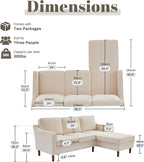 Kingfun 88" L-Shape Sofa, Chenille Sectional Couch, Mid Century Modern Couches with Solid Wood Frame for Living Room & Bedroom, Beige
