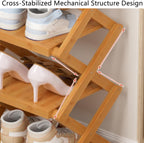 2026 New The 9-Tier No-Assembly Bamboo Foldable Shoe Rack, Without Installation Portable Vertical Shoe Storage Organiser for Entryway, Bedroom, Closet, Hallway (Brown, 10 Layers)
