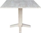 IC International Concepts 36" Square Dual Drop Leaf Dining Table Solid Real Wood, Sturdy Parawood, 36"W x 36"D x 30"H, Unfinished