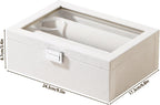 Bracelet Display Holder with Clear Lid, Jewelry Storage Organizer Box Case with Rods for Bangles, Watches, Women (Beige)