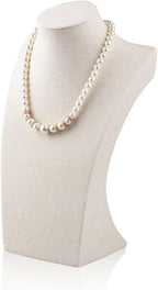 Oirlv Linen Necklace Display Bust 3D Necklace Organizer Jewelry Display Holder (H-11.8inches)