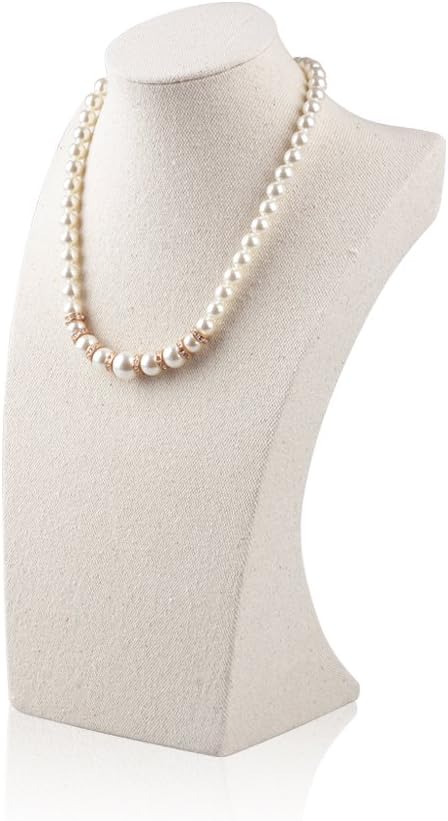 Oirlv Linen Necklace Display Bust 3D Necklace Organizer Jewelry Display Holder (H-11.8inches)