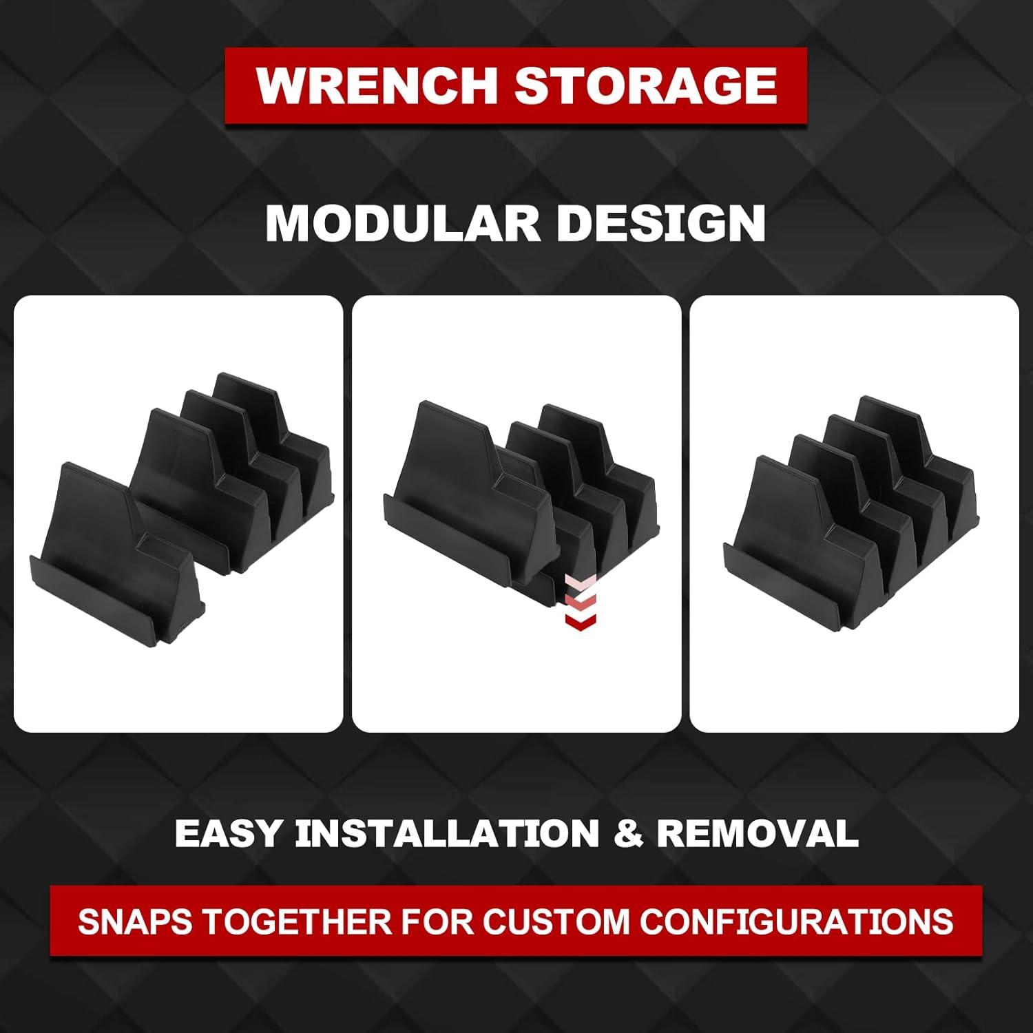 Makerfire 40PCS Magnetic Wrench Organizer for Tool Box Drawer Organization and Storage, Modular Wrench Holder/Rack Set with Metric & SAE Labels (Black)