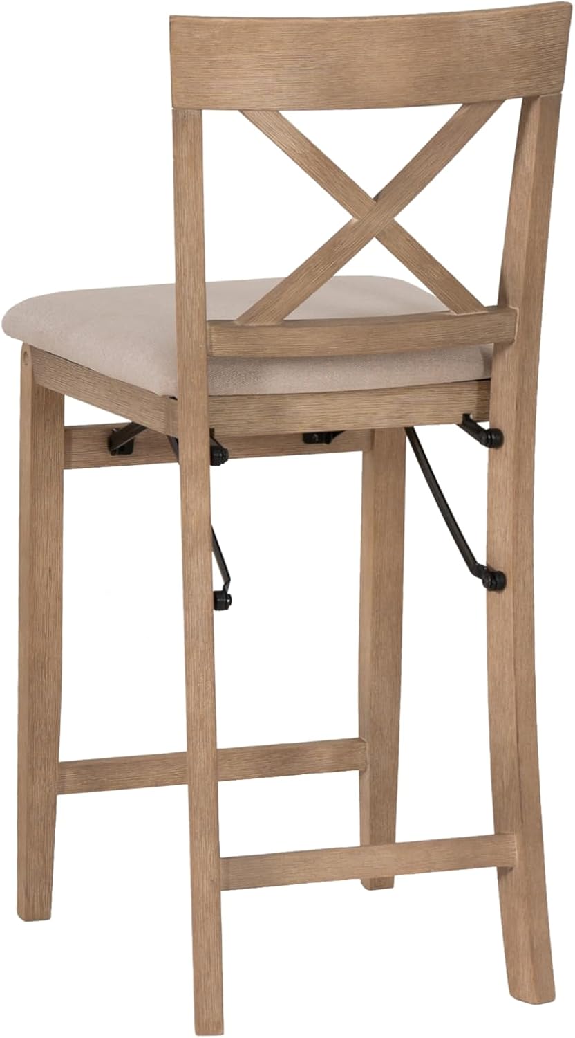 Linon Triena X Back Neutral Greywash Wooden Fully Assembled Folding 24 Inch S...