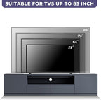 122" Grey Modern Entertainment Center for 65/75/85 inch TV, Included 78inch TV Stand, Lighted Glass China Cabinet and Nightstand, 3-Piece Media Console Table for Living Room (ABC-122 Cabinets Set)