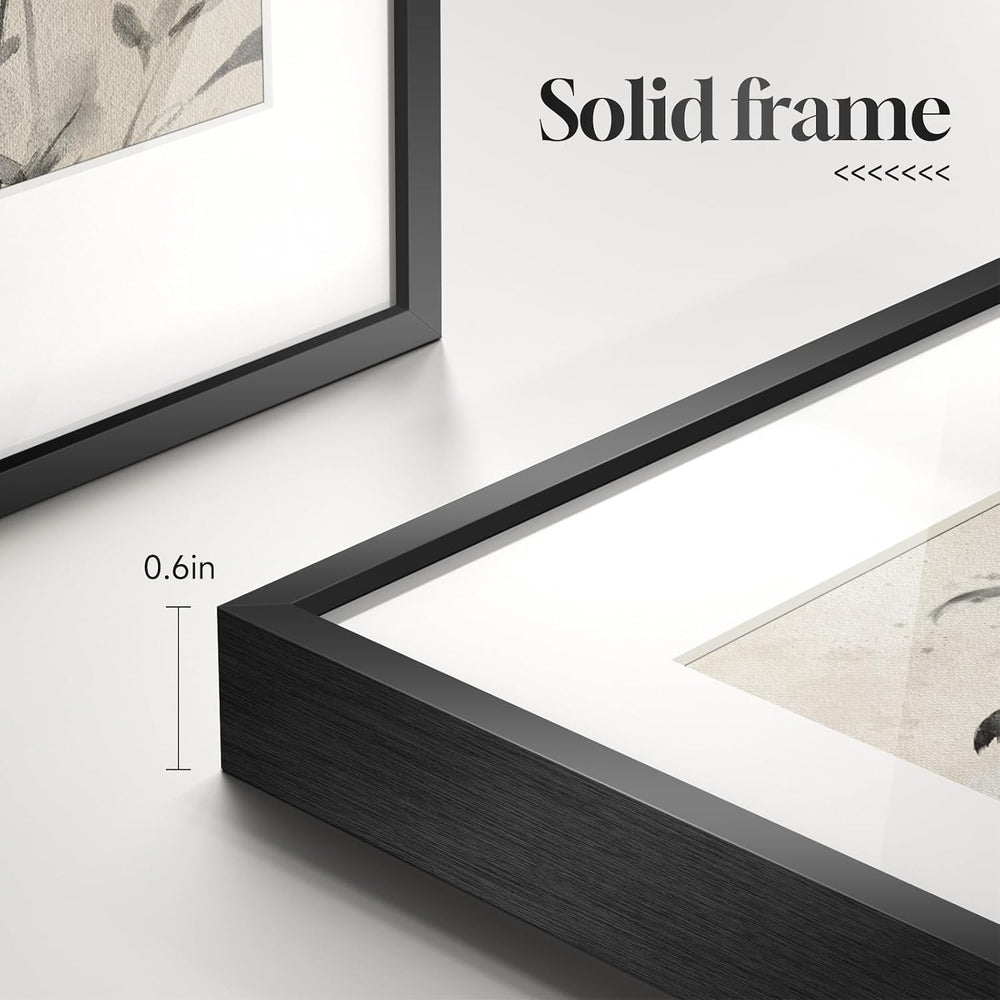 Framed Vintage Black and White Boho Botanical Wall Art, 6 Piece 11x14 In
