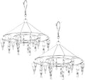 CenYouful 2 Pack Stainless Steel Round Hanging Drying Rack with 20 Clips for Drying Socks, Baby Clothes, Bras, Towel, Underwear, Hat, Scarf, Pants, Gloves