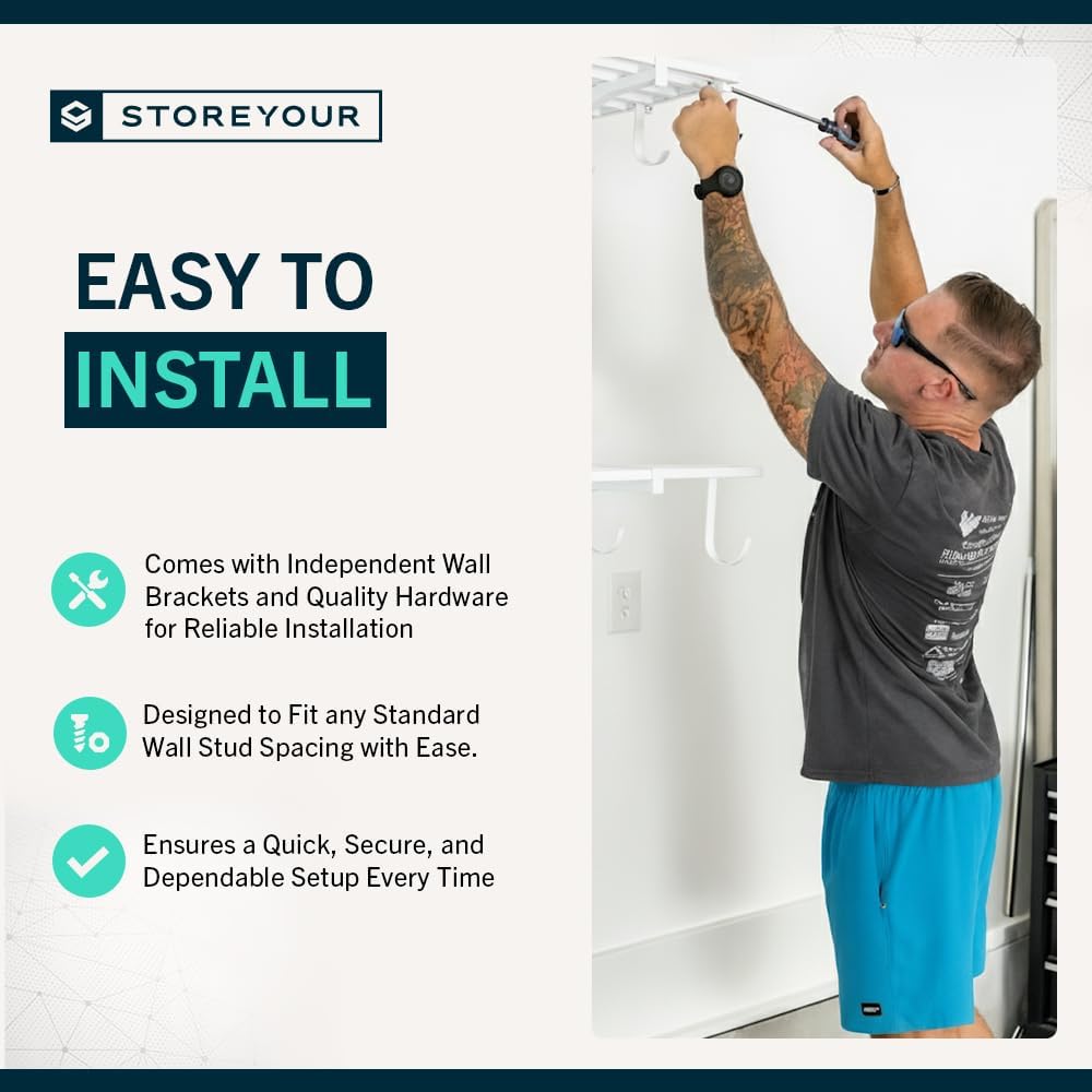 StoreYourBoard Heavy Duty Garage Shelf Wall Mount 2ft x 4ft – Wall-Mounted Shelving for Storage & Organization – Heavy Duty Garage Shelves for Tools, Bins, & Equipment – Holds 200 lbs - White