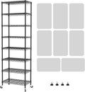 SINGAYE 8 Tier Shelf Organizer Storage Metal Shelves Garage Wire Shelving Unit Pantry Rack Adjustable Standing Storage for Kitchen Closet Laundry Bathroom Pantry 12" D x 22" W x 74" H Black