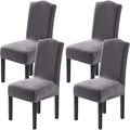 H.VERSAILTEX Velvet Dining Chair Covers Stretch Chair Covers for Dining Room Set of 4 Parson Chair Slipcovers Chair Protectors Covers Dining, Soft Thick Solid Velvet Fabric Washable, Grey