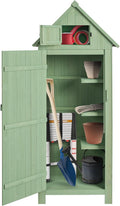 Outvita Outdoor Storage Cabinet, 70in Wooden Vertical Garden Tools Shed, Patio Storage Organizer with Latch & Waterproof Roof for Yard Deck Lawn Farmland Equipment(Green)