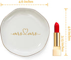 HOME SMILE Mrs and Mrs Gifts，Wedding Gifts for Couples,Ring Dish,Ceramic White