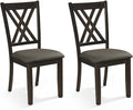 Giantex Wooden Dining Chairs Set of 2, Linen Fabric Upholstered Kitchen Chair w/Rubber Wood Frame, Wide Padded Seat, Curved Cross Back, Farmhouse Side Chairs for Living Room Restaurant, Dark Gray