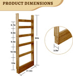 Behind Door Bookshelf Organizer - Natural Wood Wall Shelf 6-Tier Space-Saving Storage for Kids & Adults (Dark Walnut) (31.5" Wide)