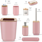 IMAVO Bathroom Accessories Set,Pink Bathroom Set,11 Pieces Bathroom Accessory Set,Trash Can for Bathroom Accessories Décor and Housewarming Gifts