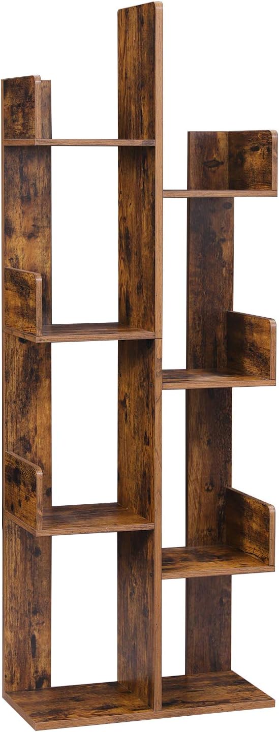 VASAGLE Bookcase, Tree-Shaped Bookshelf with 8 Storage Shelves, Rounded Corne...